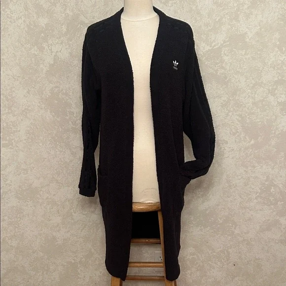 ADIDAS CARDIGAN🖤SPORTY Women's BLACK Open Cardigan with Pockets Size XS🖤 - Picture 2 of 14